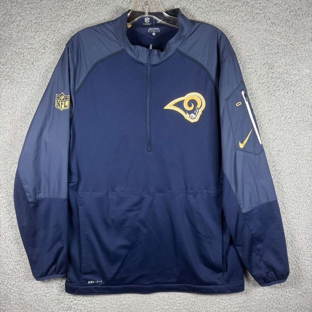 Los Angeles Rams Shirt Mens Medium NFL Nike Dri Fit On Field Quarter Zip